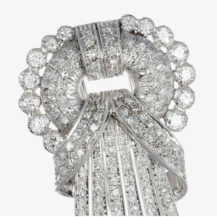 Special Deal - AIG 6.90 ct White Diamonds Bow Brooches Brilliant & Single Cut