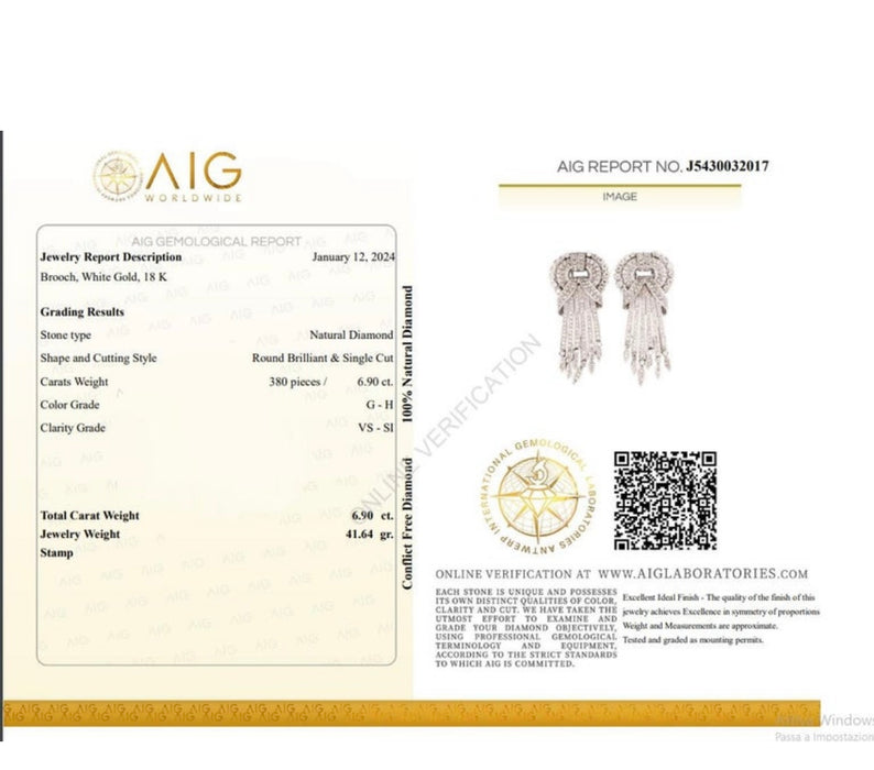 Special Deal - AIG 6.90 ct White Diamonds Bow Brooches Brilliant & Single Cut